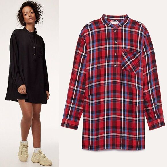 CLEARANCE - Aritzia Wilfred Free Lucy Plaid Long Sleeve Dress - Picture 1 of 8